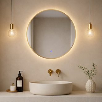 Мансарда с LED- подсветкой сенсорное, в круглой раме из алюминия, d=50 см, медный 5048-Zm1